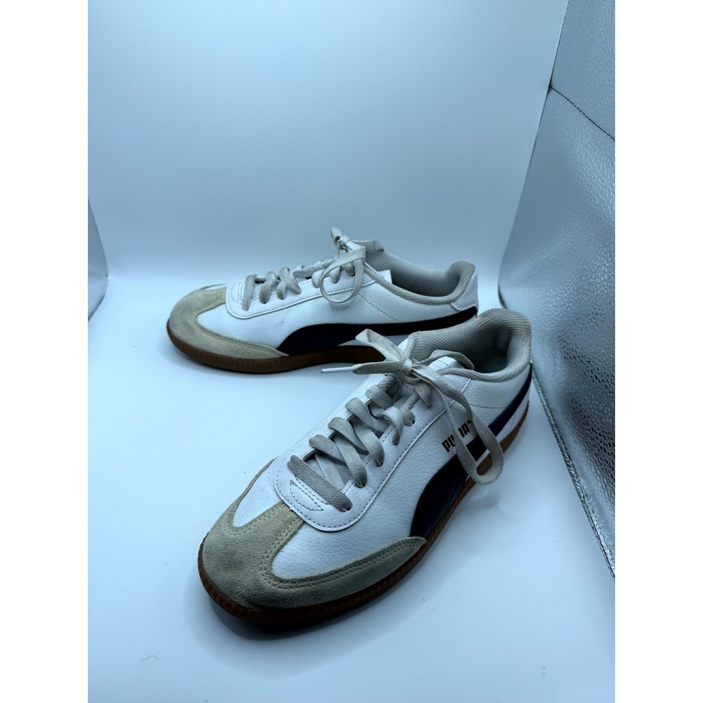 PUMA Club 5v5 401090-05 Womens 8.5 Sneakers White Black Suede Lace Up Shoes